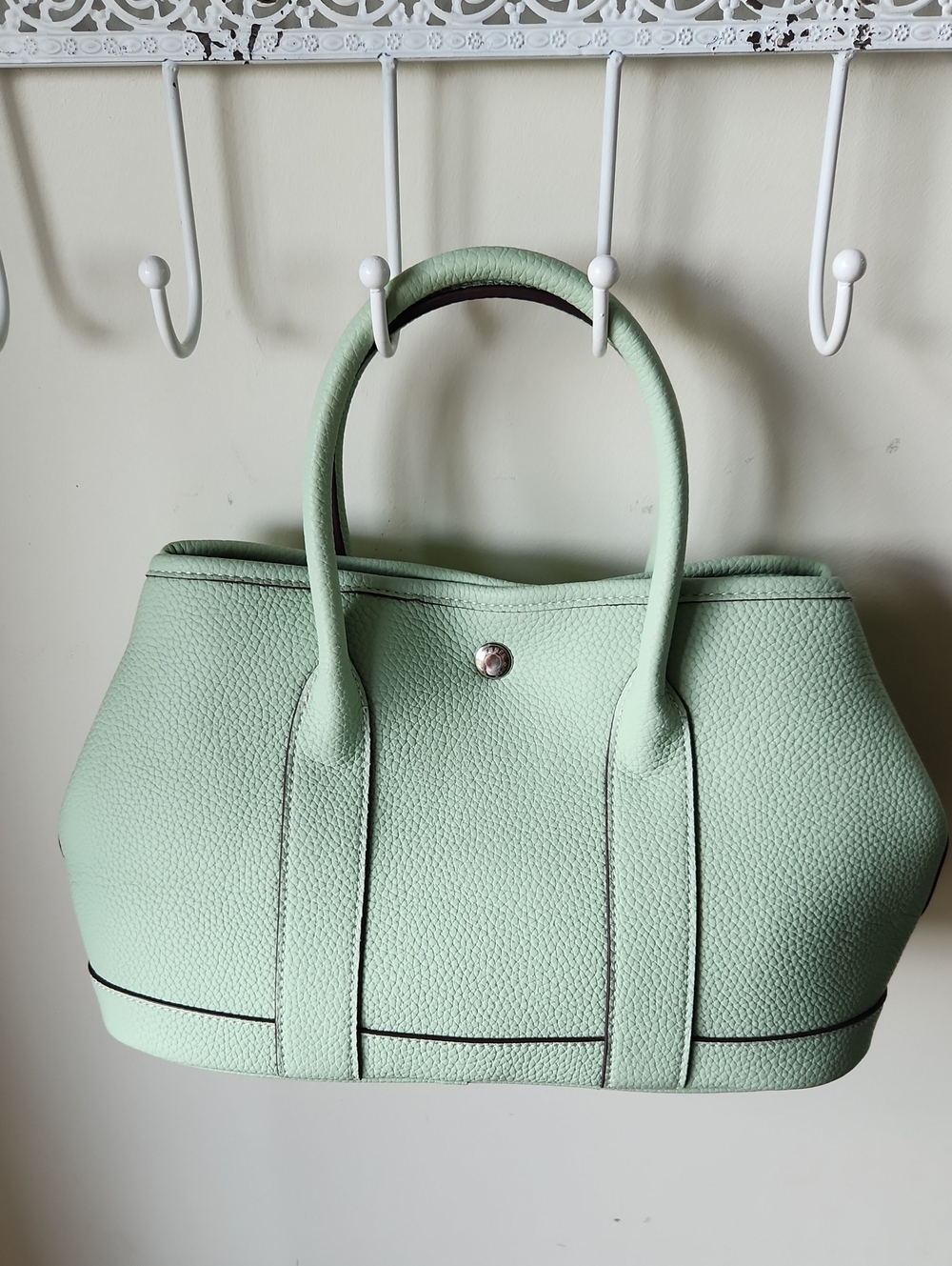Designer Inspired Garden Party Mint Green Pebbled Vegan Bag